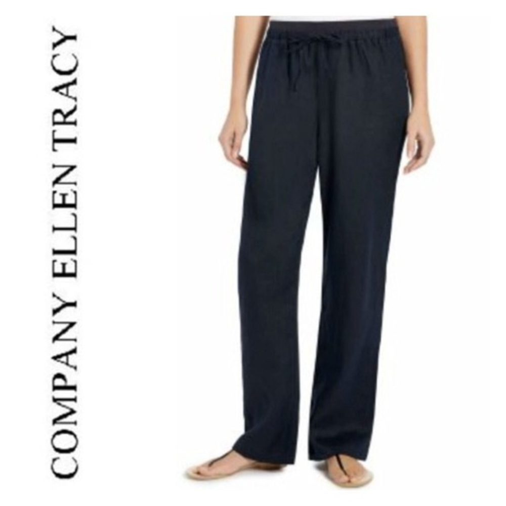 Ellen Tracy navy linen pants size medium